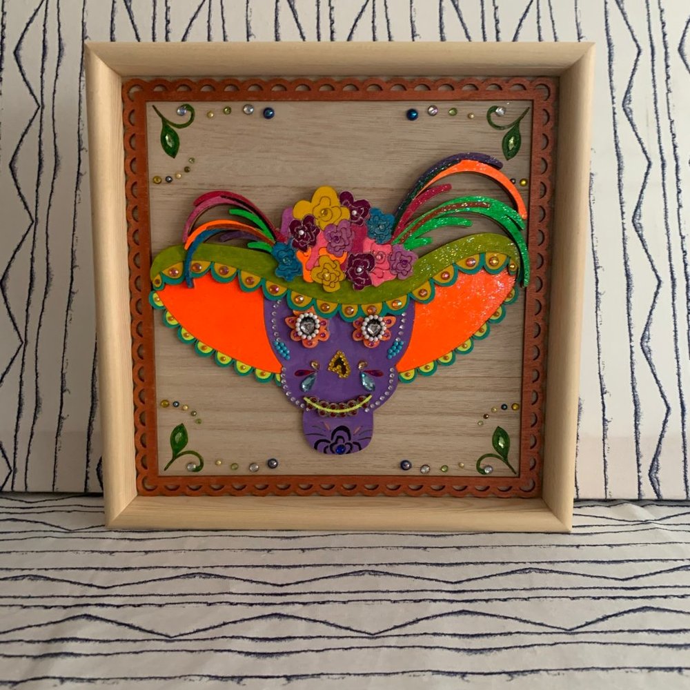 ⭐️#403 Hand Painted Day Of The Dead Shadow Box - Picture 2 of 14